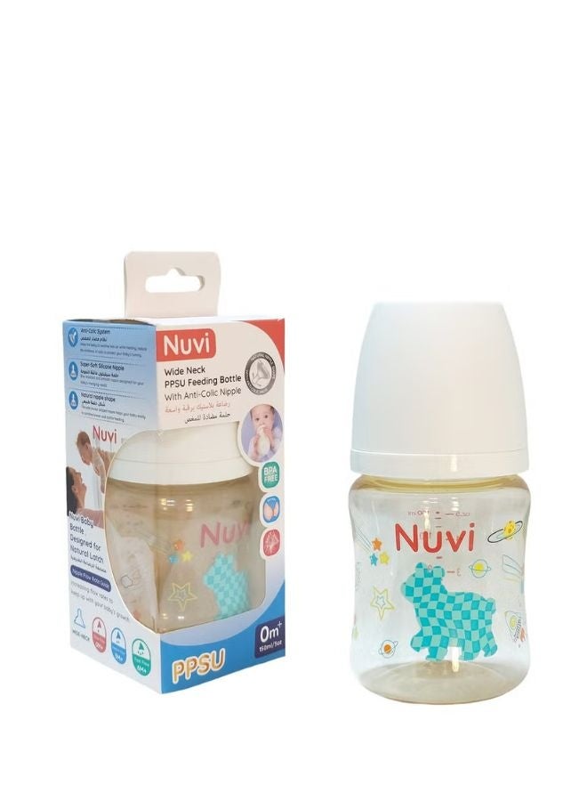 Nuvi Wide Neck PPSU Plastic Feeding Bottle 0m+, 150ml